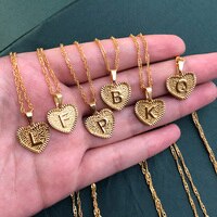 A-Z кулон в виде сердца с надписью, ожерелье для женщин, нержавеющая сталь, алфавит, сердце, Очаровательная цепочка, колье, ювелирное изделие, подарок, Collier Femme 1005001488029824