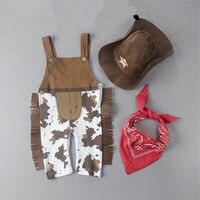 Комплект одежды из 3 предметов для маленьких мальчиков и девочек Карнавальный нарядный костюм ковбойская одежда комбинезон + шапочка + шарф 1005001488925039