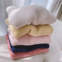 Однотонный мягкий шерстяной вязаный свитер для маленьких девочек, детские топы, одежда 2022, демисезонный детский кашемировый пуловер, свитера 1005001489380338