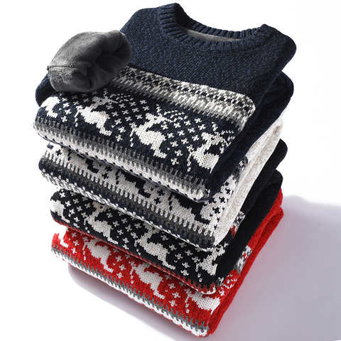 Зимний свитер, Мужская одежда, толстый флисовый шерстяной мужской джемпер, пуловер, пальто, жаккардовый Рождественский вязаный свитер с оленем для мужчин 1005001489798513