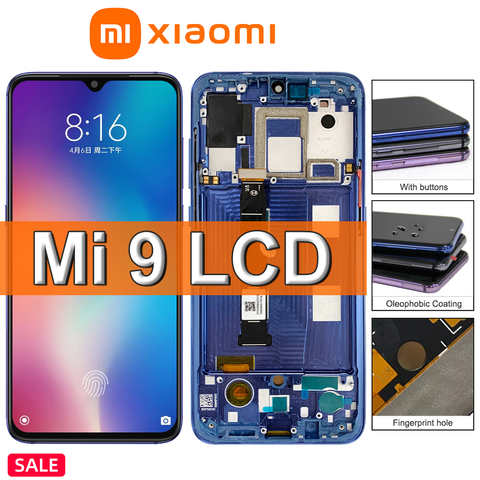ЖК-дисплей AMOLED для Xiaomi Mi 9 Mi9 с сенсорным экраном и дигитайзером в сборе с рамкой для Xiaomi Mi9 M1902F1G сменный экран 1005001490564624