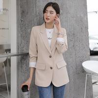 Женский Повседневный блейзер с карманами Peonfly, однотонный свободный пиджак с длинными рукавами в Корейском стиле для офиса, осень 2022 1005001492587912