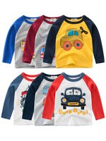 2022 г. Осенняя футболка с мультяшным автомобилем Одежда для маленьких мальчиков и девочек хлопковый топ с длинными рукавами для мальчиков, детская одежда, От 2 до 9 лет 1005001496118922