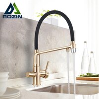 Rozin фильтр кухонный кран матовый золотой 360 Поворотный кран для чистой воды для кухни черный выдвижной кран для очистки воды смеситель для воды 1005001506227116