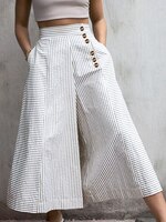 Женские полосатые брюки Celmia с высокой талией, модные широкие брюки в стиле ретро, Летние повседневные свободные элегантные строгие брюки на пуговицах 1005001518914176