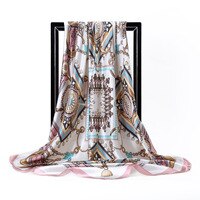Большой розовый квадратный шелковый шарф, платок для женщин, женский атласный шелковый шарф для волос, роскошные брендовые шарфы 90*90 см, уникальный стиль, хиджаб 1005001522367933