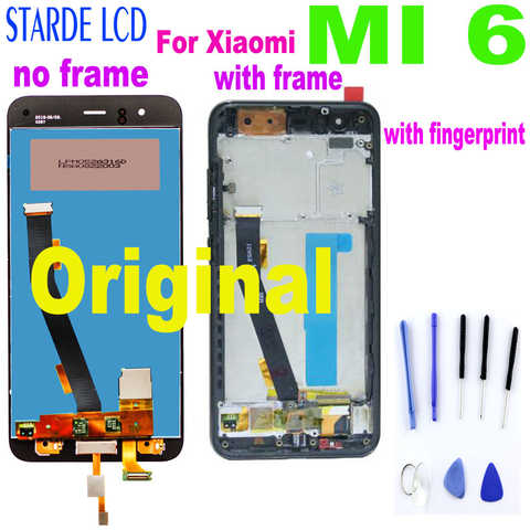 100% Оригинальный ЖК-дисплей 5,15 "для Xiaomi MI 6, сенсорный экран с рамкой, дигитайзер для Xiaomi Mi6, сменный дисплей 1005001526263863