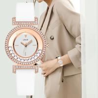 Изысканные минималистичные женские часы, новинка 2022, простой дизайн с алмазным циферблатом, женские кожаные Наручные часы, часы для женщин 1005001539128648