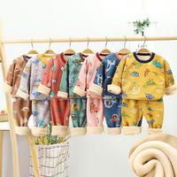 Детские пижамы, зимние комплекты детской одежды, теплая флисовая Пижама для мальчиков, утепленная Пижама с динозавром для девочек, детское термобелье 1005001541447670