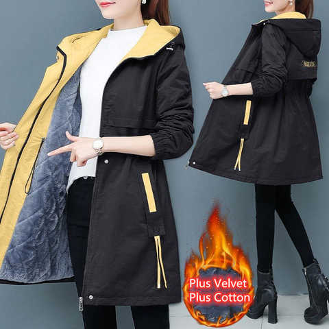 Флисовая ветровка для женщин, новинка сезона осень-зима 2021, корейское свободное утепленное пальто с капюшоном, теплая Вельветовая женская зимняя куртка H181 1005001552231935