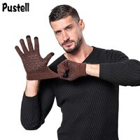 Осенние Трикотажные мужские перчатки Нескользящие резиновые перчатки высокого качества мужские толстые теплые перчатки зимние мужские варежки 1005001555246515