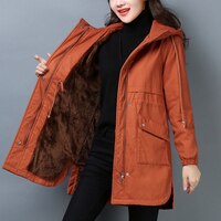 Новинка 2022, модная зимняя женская куртка, ветровка, пальто, женская Повседневная теплая верхняя одежда средней длины с капюшоном, пальто R560 1005001556035279