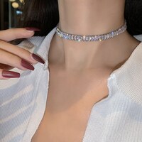 Лидер продаж, модные ювелирные изделия в Корейском стиле, инкрустированное медным цирконием, роскошное блестящее ожерелье, сексуальное женское ожерелье для вечеринки 1005001558023420
