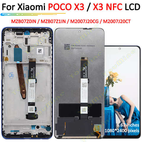 Оригинальный ЖК-дисплей 6,67 дюйма для Xiaomi Poco X3, сенсорная панель, дигитайзер с рамкой для Xiaomi Poco X3 NFC /poco x3 pro tela 1005001565406659