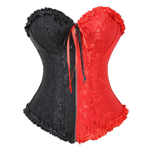 Корсеты бюстье сексуальный топ Блузка на молнии красный и черный корсет костюм на Хэллоуин размера плюс цветочный винтажный Готический корсет 1005001572108684