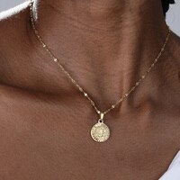A-Z ожерелье с круглым буквенным кулоном для женщин из нержавеющей стали Золотое колье ожерелье с надписью для монет летнее ювелирное изделие для дня рождения BFF 1005001586306070