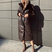 Зимние парки Malina, женские модные прямые свободные пальто, женские элегантные длинные хлопковые куртки с карманами для женщин JM 1005001588456541