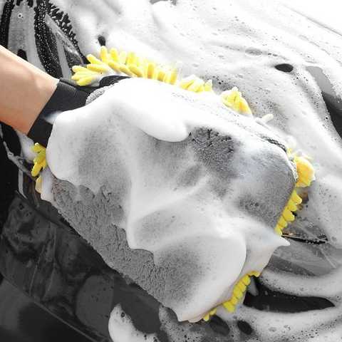Водонепроницаемая щетка из микрофибры для мытья автомобиля, плотная, перчатки из синели, для чистки автомобиля, щетка для воска, уход за автомобилем, двусторонняя перчатка 1005001597881449