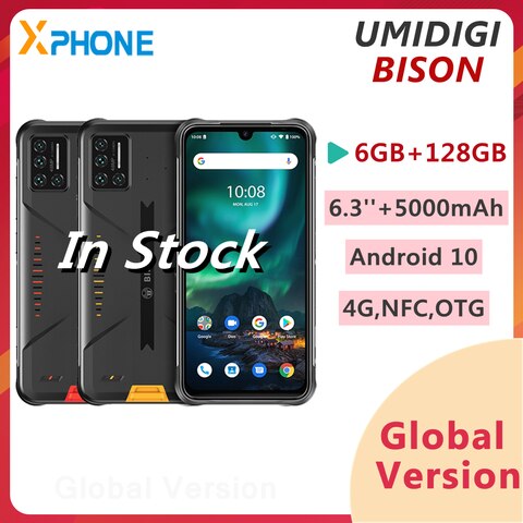 Смартфон UMIDIGI BISON защищенный, 6 + 128 ГБ, 48 МП, 5000 мА · ч, 6,3 дюйма, Android 10,0, 4G, NFC 1005001602593761