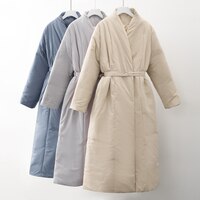 Женское длинное пальто с поясом, теплая парка большого размера, Повседневная Верхняя одежда для зимы, 2024 1005001608720011