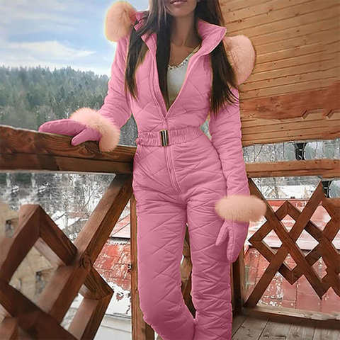 Женский модный цельный лыжный комбинезон, повседневный плотный зимний теплый комбинезон для сноуборда, спортивные лыжные штаны на молнии, лыжный костюм 1005001617916095