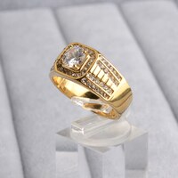 Высококачественное мужское обручальное кольцо из нержавеющей стали с фианитом и золотым покрытием, оптовая продажа, Прямая поставка 1005001627300164
