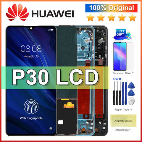 6,1 "Super AMOLED для HUAWEI P30, ЖК-дисплей с сенсорным экраном, дигитайзер, дисплей, Замена для Huawei P30, искусственная яркость, ЖК-дисплей 1005001632247615