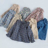 Детская блузка с цветочным рисунком для маленьких девочек; Рубашка; Сезон весна-осень; Модная рубашка с цветочным рисунком для девочек; Блузка с длинными рукавами и голубым цветочным принтом для девочек; Рубашка 1005001634281120