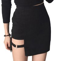 Мини-юбка асимметричная в Корейском стиле, модная мини-юбка в стиле Харадзюку, пикантная облегающая короткая юбка с завышенной талией, черная в стиле Харадзюку, на лето 1005001635883592