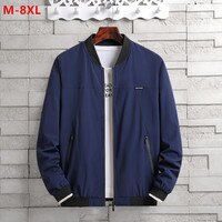 Куртка-бомбер мужская, свободная ветровка с Бейсбольным воротником, в Корейском стиле, осенняя одежда, цвет черный/красный, размеры 5XL/6XL/7XL/8XL 1005001666858306