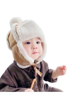 Шапка для маленьких мальчиков и девочек, детская шапка с ушками, зимняя теплая плюшевая хлопковая кепка, уличная Кепка Lei Feng, шапочка, подарки, шапка 46-51 см 1005001669980319