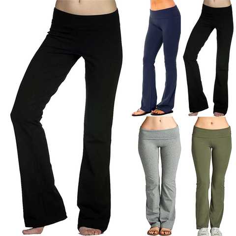 Женские эластичные леггинсы с широкими штанинами, расклешенные брюки, леггинсы с высокой талией, драпированные штаны для бега, спортивные брюки, длинные брюки для йоги 1005001672580348