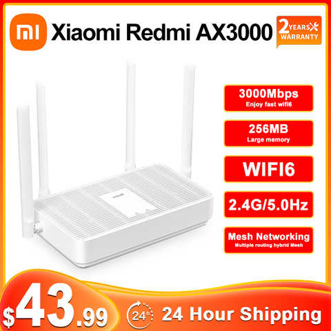 Роутер Xiaomi Redmi AX3000, Wi-Fi, гигабитный, 2,4 ГГц, двухдиапазонный, 5G, двухдиапазонный, усилитель беспроводного сигнала, антенна с высоким коэффициентом усиления 1005001684243230