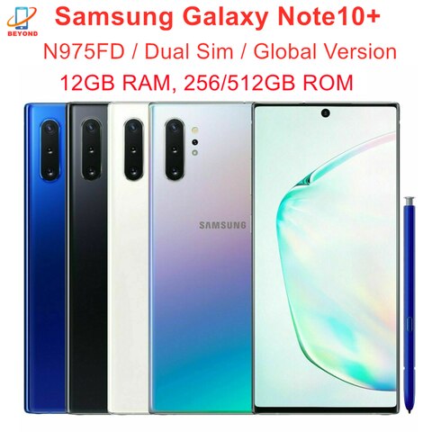 Оригинальный сотовый телефон Samsung Galaxy Note 10 Plus Note10 + Duos N975FD, двойная Sim-карта памяти 12 Гб 256/512 ГБ 6,8 "Exynos 4G LTE 1005001694630827
