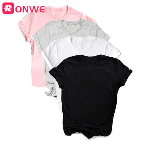 Футболка женская однотонная, смешная рубашка для девушек, белый Чёрный розовый серый топ в стиле Харадзюку, одежда на лето 1005001698861083
