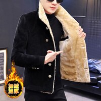 Короткая шерстяная куртка в Корейском стиле, Мужское полупальто длиной, черное пальто, Мужская шерстяная куртка на осень и зиму, мужская куртка 1005001703742220
