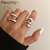 Женское кольцо серебряного цвета Foxanry, минималистичное необычное асимметричное геометрическое Ювелирное Украшение для дня рождения 1005001706096262