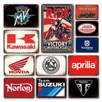 Винтажный мотоциклетный брендовый логотип, металлический знак, Настенный декор, ретро мотоцикл, металлическая плакатная пластина, декоративная табличка, украшение для стен гаража 1005001732930177