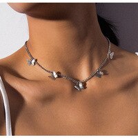 Ожерелье-чокер женское золотистое/серебристое, с бабочкой 1005001754189726