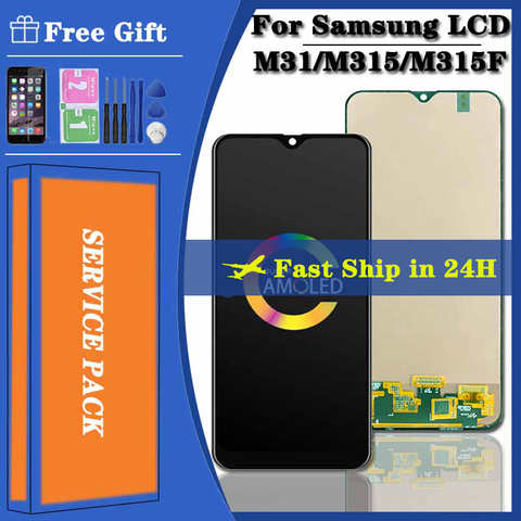 Новый оригинальный 6,4 ''AMOLED для Samsung Galaxy M31 LCD M315 M315F, ЖК-дисплей, сенсорный экран, дигитайзер в сборе + ServicePack 1005001775112677