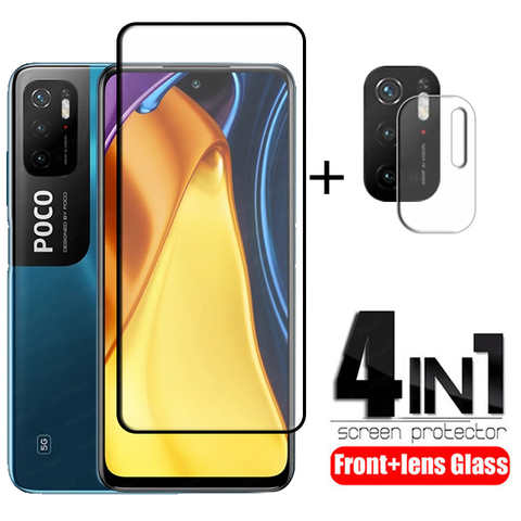 4-в-1 для Xiaomi Poco M3 Pro стекло для Poco M3 Pro защита экрана HD полное покрытие закаленное стекло для Poco M3 M4 Pro стекло объектива 1005001780019382