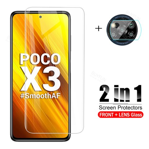 Чехол из закаленного стекла 2 в 1 для Xiaomi Poco X3 NFC Xiami poco x3 pro Xiomi pocco x3 nfc Poco M3 Pro 5G F3 Защитная пленка для объектива камеры 1005001780500206