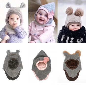 Детская зимняя шляпа для фотографирования новорожденных, Детские шапочка для девочки, зимняя шапка для малышей, теплые аксессуары для мальчиков, шапки с меховым помпоном 1005001785691169