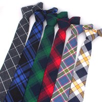 Хлопковый мужской галстук в шотландскую клетку, галстук для свадьбы, Деловой, Повседневный, модный галстук для мужчин и женщин, Классический костюм, тонкий галстук 1005001786247341
