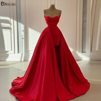 Красные длинные вечерние платья, новинка 2022, торжественные платья со съемным шлейфом, женское вечернее атласное платье для вечеринки, выпускного вечера 1005001799158767