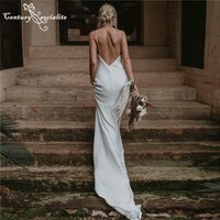 Простое свадебное платье в стиле бохо для женщин, шифоновое пляжное платье невесты на бретелях-спагетти, 2021 1005001800791592