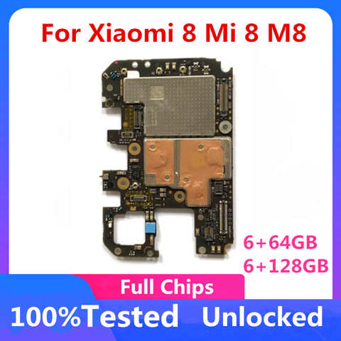 Разблокированная материнская плата для Xiaomi Mi 8, 64 ГБ, 128 ГБ, оригинальная стандартная логическая плата, полностью протестированная ремонтированная микросхема 6 ГБ 1005001802352074