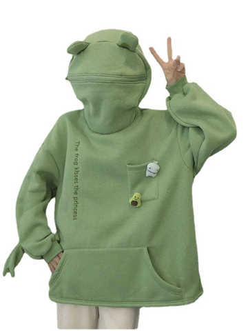 Свитшот с вышивкой в виде лягушки, мужские и женские толстовки, теплый пуловер в стиле Харадзюку, Женская Толстовка в Корейском стиле, весна 2022 1005001809849661