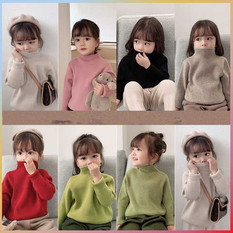 Вязаный свитер для маленьких девочек от 1 до 7 лет, сезон весна-Зима 2020, осенняя одежда, теплый Однотонный свитер с длинным рукавом для малышей 6 цветов, Топ 1005001835791587