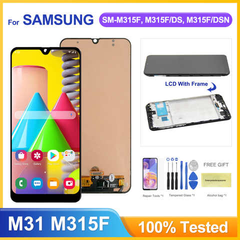 ЖК-дисплей с рамкой для Samsung Galaxy M31 M315 M315F, дисплей с сенсорным экраном и дигитайзером в сборе, качество AAA + 1005001840266600